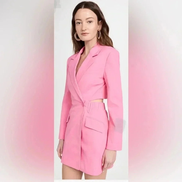 Jonathan Simkhai Kylo Cut Out Tech Blazer Mini Dress Size 6 NWT Taffy Pink - Picture 5 of 16